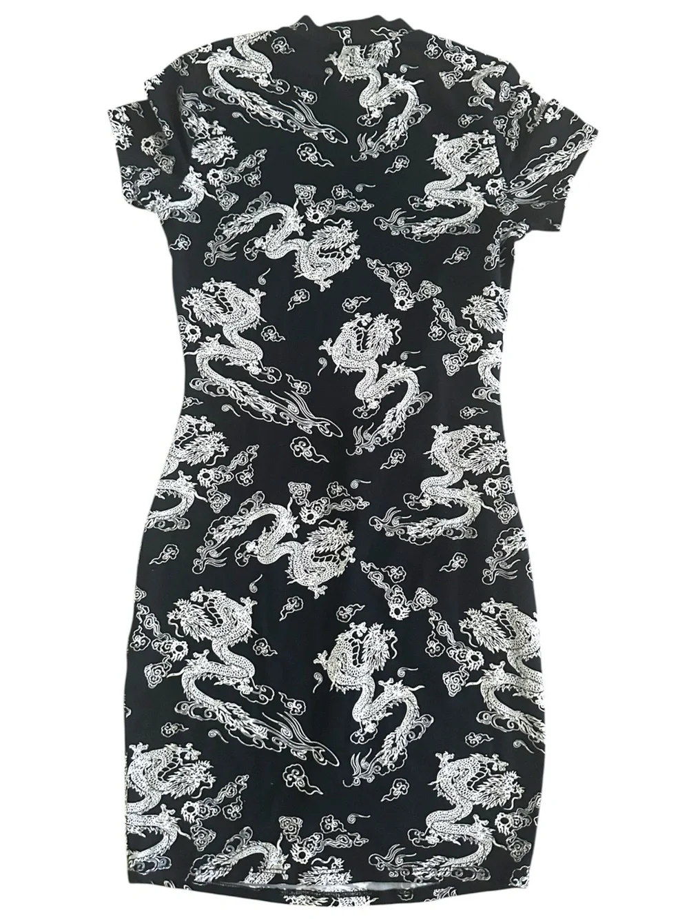 Popular 21 Black and White Dragon Print Bodycon Dress (M) - Picture 2 of 3